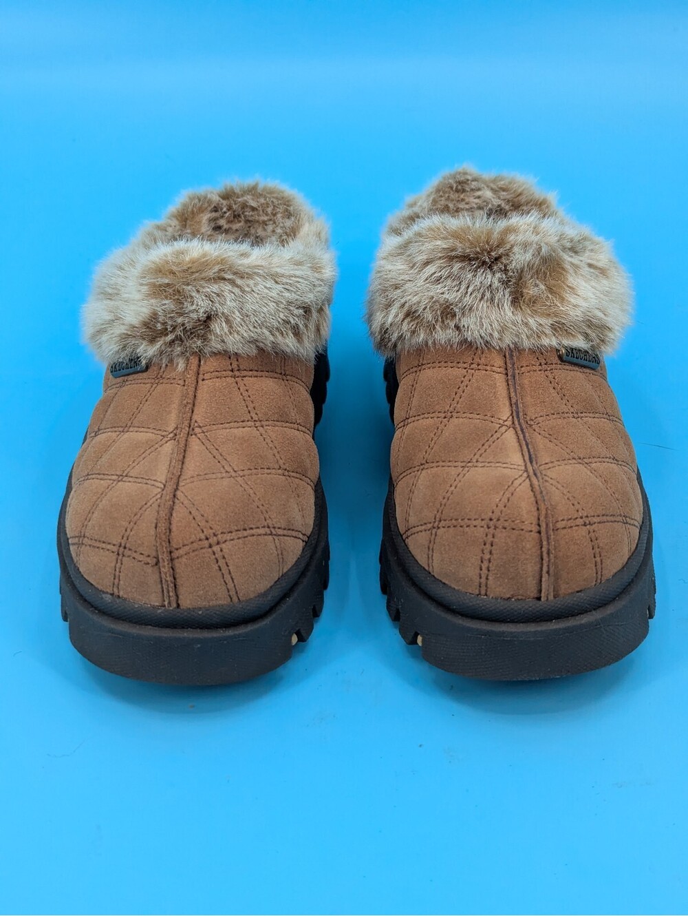 Skechers VINTAGE Women's Clogs Tan Faux Fur Trim Size 7.5 NEW WITH BOX y2k